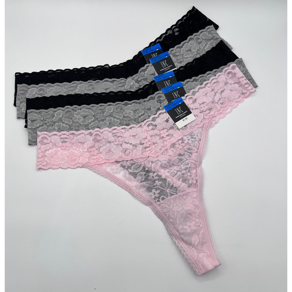 I.N.C. INTERNATIONAL CONCEPTS WOMENS LACE THONG UNDERWEAR MULTI COLOR 5 PACK XL - Picture 4 of 7